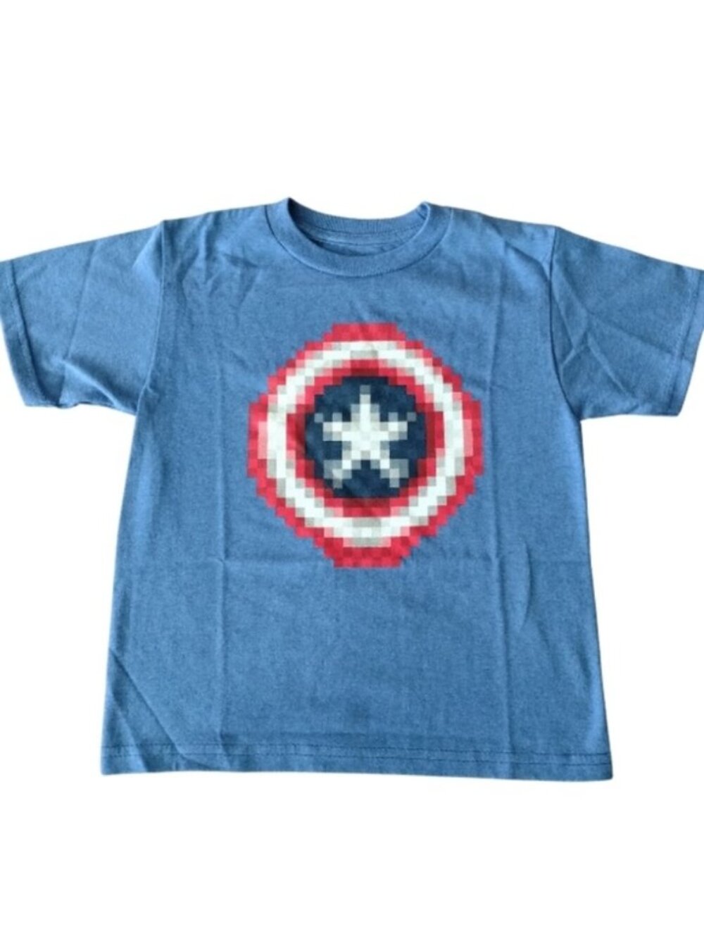 Marvel Avengers Capt. America Age of Ultron Pixelated T-Shirt, Blue Heather, XL